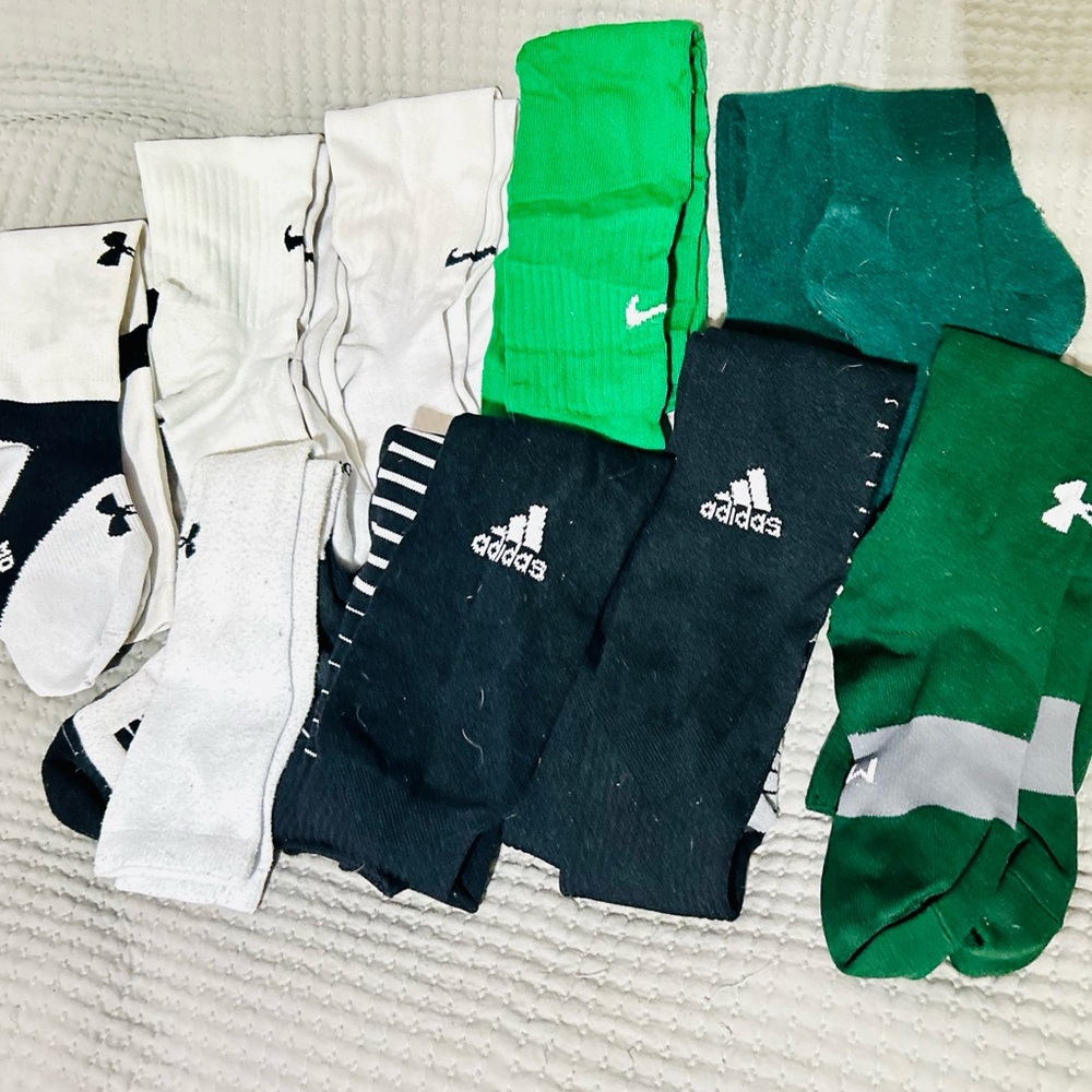 Nike, Adidas, Under Armor, Soccer Socks- 10 Pairs   Like New